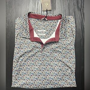 NWT Swannies Golf Floral Print Ridge Polo Maroon Size 2X Large Men’s